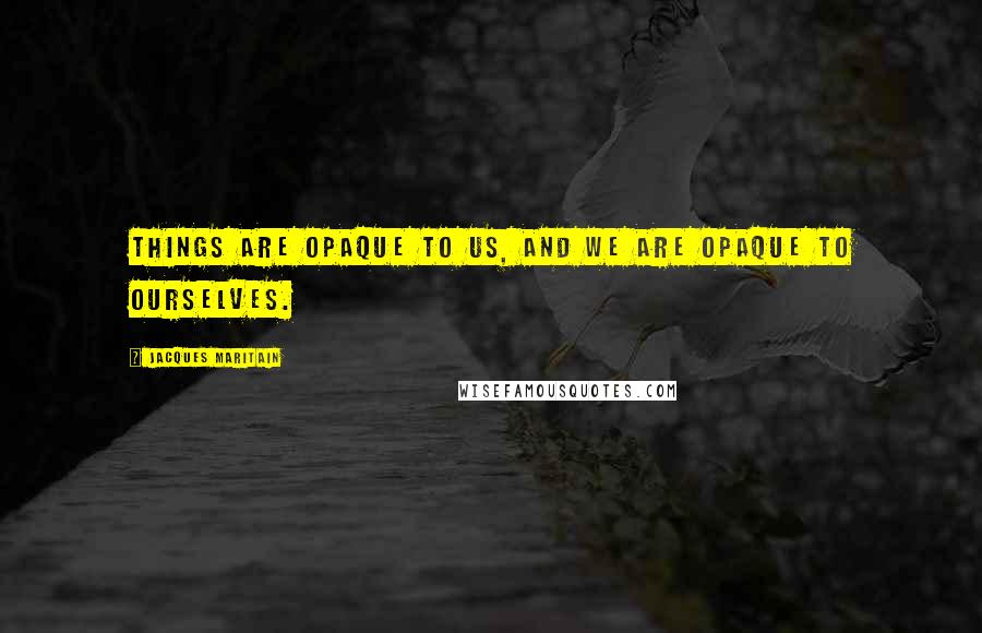 Jacques Maritain Quotes: Things are opaque to us, and we are opaque to ourselves.