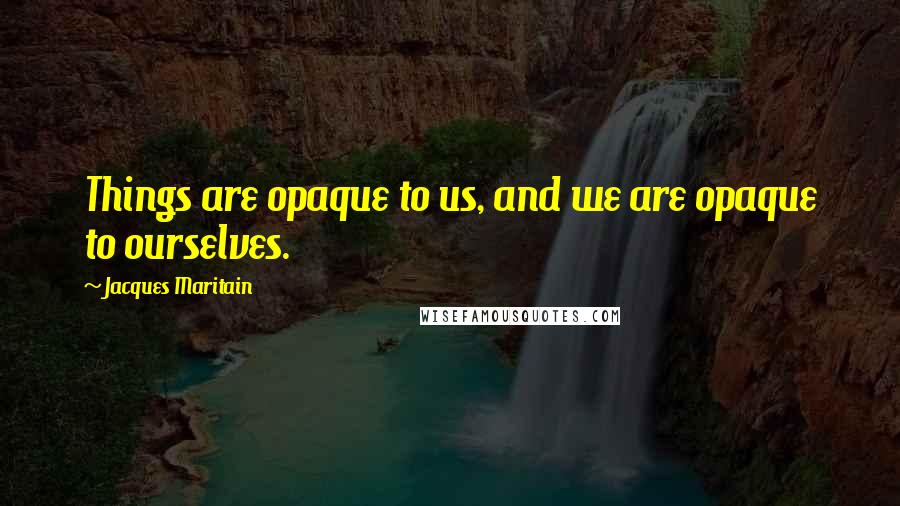 Jacques Maritain Quotes: Things are opaque to us, and we are opaque to ourselves.