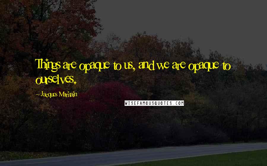 Jacques Maritain Quotes: Things are opaque to us, and we are opaque to ourselves.