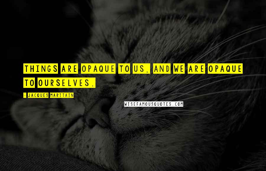 Jacques Maritain Quotes: Things are opaque to us, and we are opaque to ourselves.