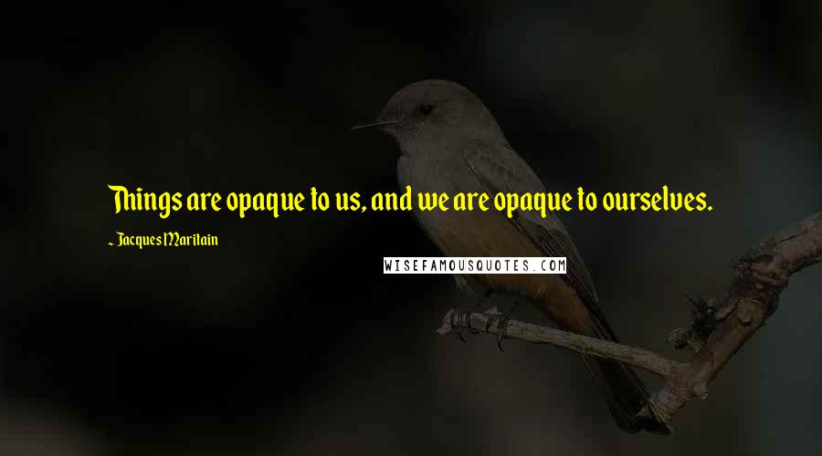 Jacques Maritain Quotes: Things are opaque to us, and we are opaque to ourselves.