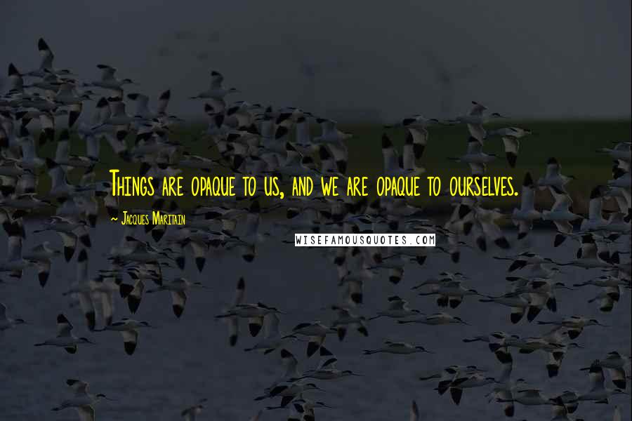 Jacques Maritain Quotes: Things are opaque to us, and we are opaque to ourselves.