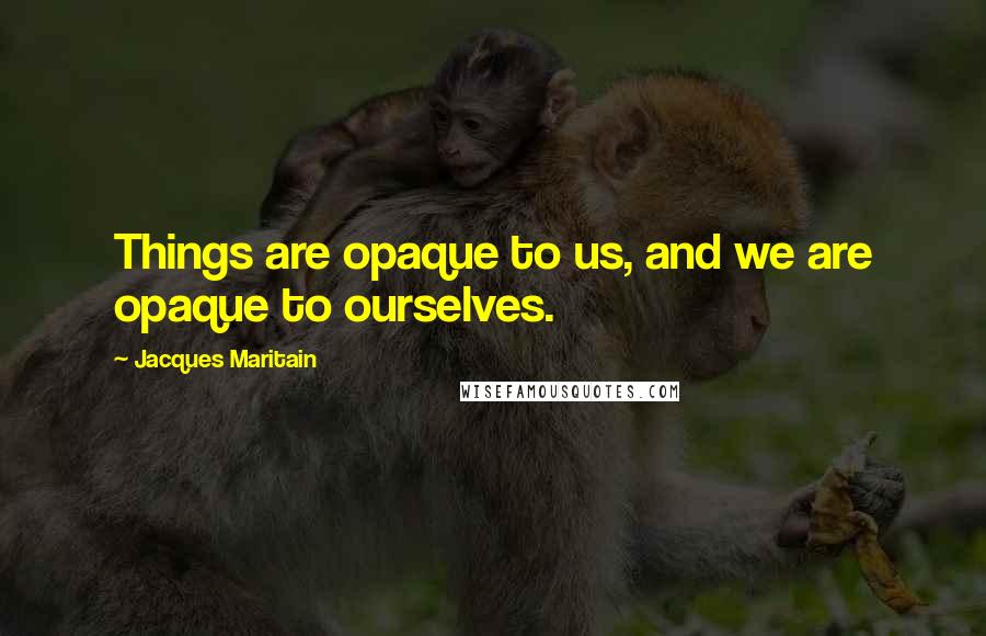 Jacques Maritain Quotes: Things are opaque to us, and we are opaque to ourselves.