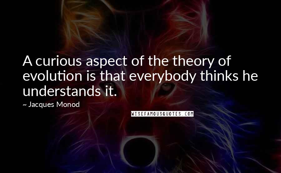 Jacques Monod Quotes: A curious aspect of the theory of evolution is that everybody thinks he understands it.