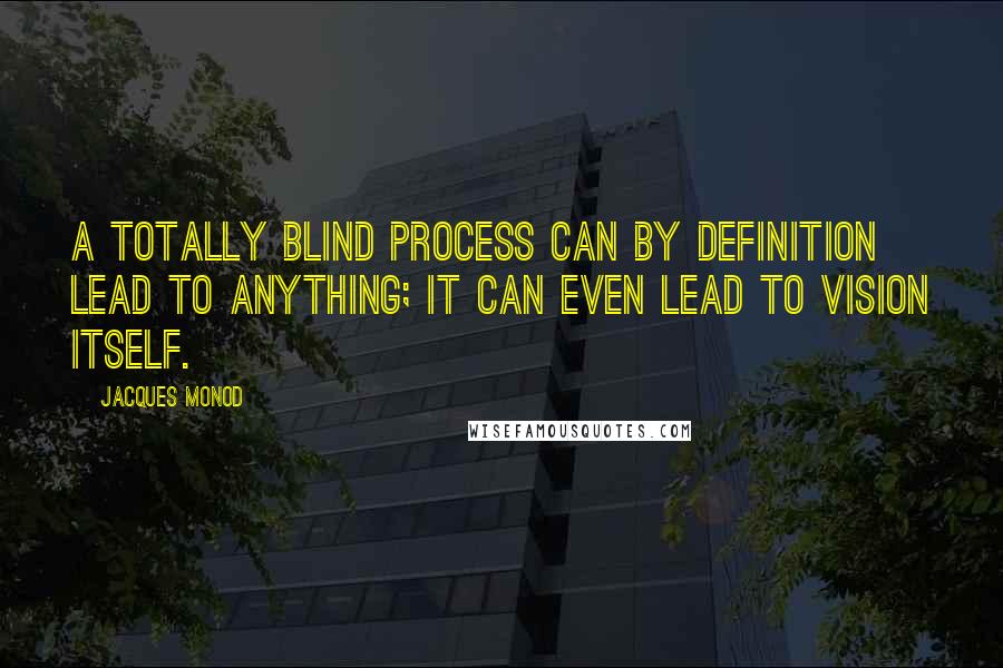 Jacques Monod Quotes: A totally blind process can by definition lead to anything; it can even lead to vision itself.