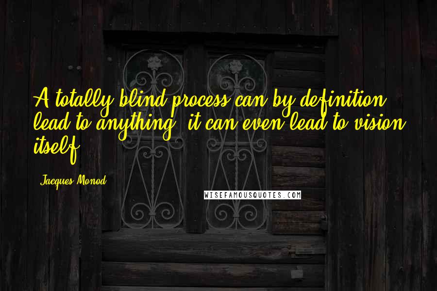 Jacques Monod Quotes: A totally blind process can by definition lead to anything; it can even lead to vision itself.