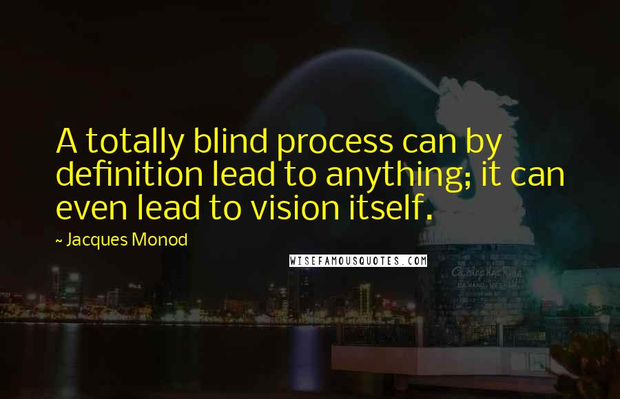 Jacques Monod Quotes: A totally blind process can by definition lead to anything; it can even lead to vision itself.