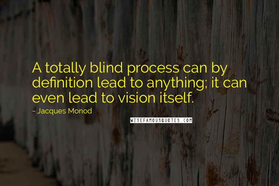 Jacques Monod Quotes: A totally blind process can by definition lead to anything; it can even lead to vision itself.