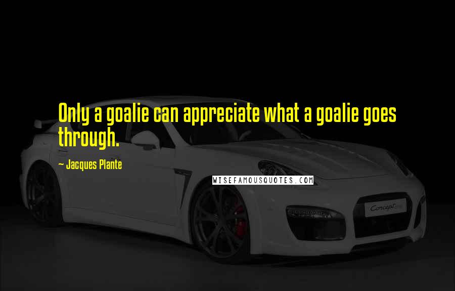 Jacques Plante Quotes: Only a goalie can appreciate what a goalie goes through.