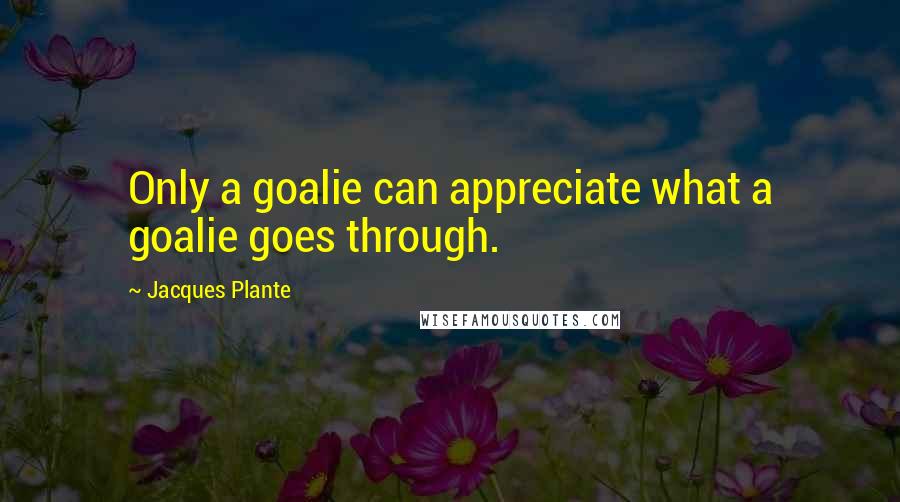 Jacques Plante Quotes: Only a goalie can appreciate what a goalie goes through.