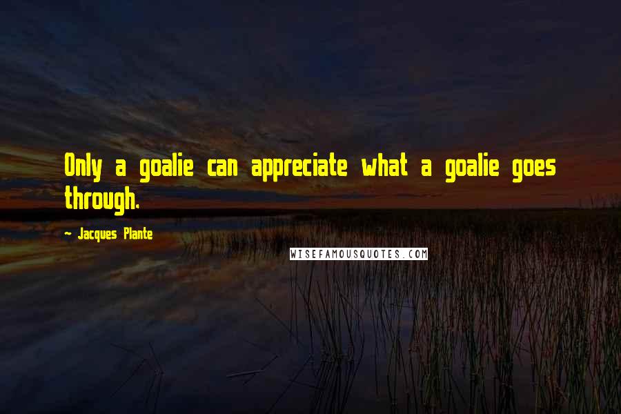 Jacques Plante Quotes: Only a goalie can appreciate what a goalie goes through.