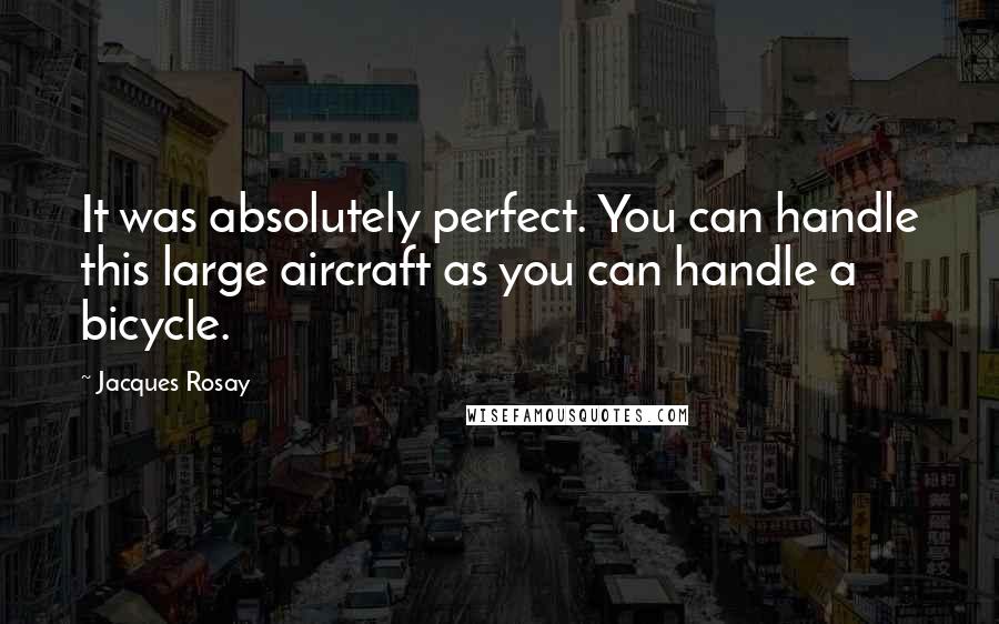 Jacques Rosay Quotes: It was absolutely perfect. You can handle this large aircraft as you can handle a bicycle.