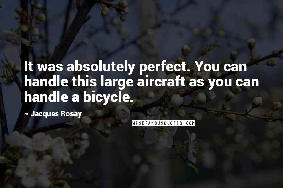 Jacques Rosay Quotes: It was absolutely perfect. You can handle this large aircraft as you can handle a bicycle.
