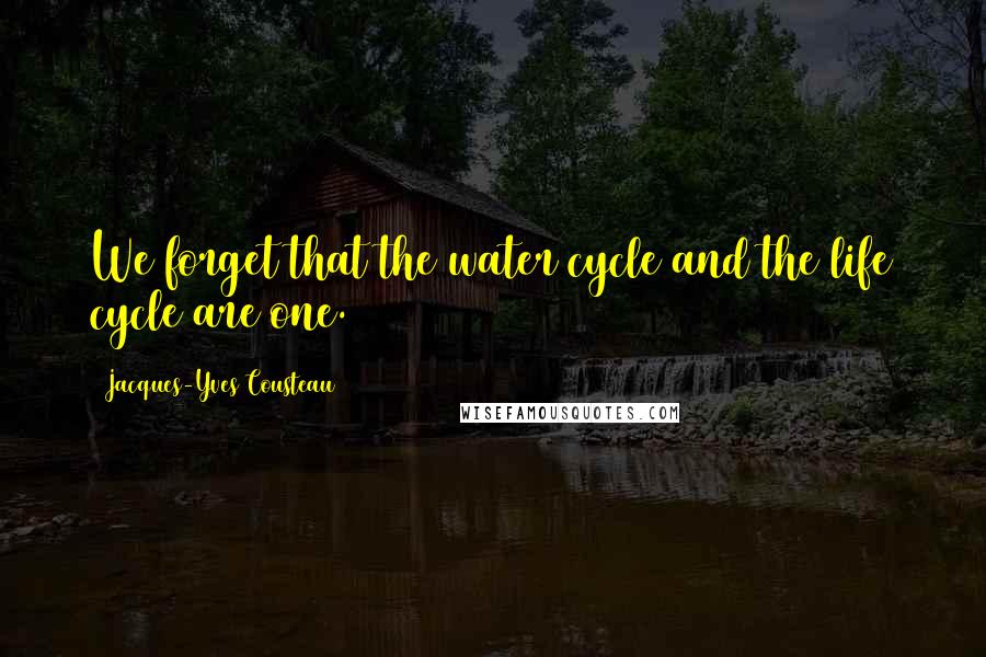 Jacques-Yves Cousteau Quotes: We forget that the water cycle and the life cycle are one.