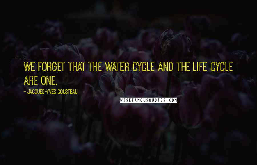 Jacques-Yves Cousteau Quotes: We forget that the water cycle and the life cycle are one.