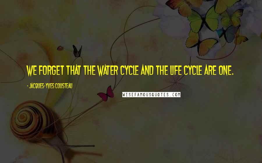 Jacques-Yves Cousteau Quotes: We forget that the water cycle and the life cycle are one.