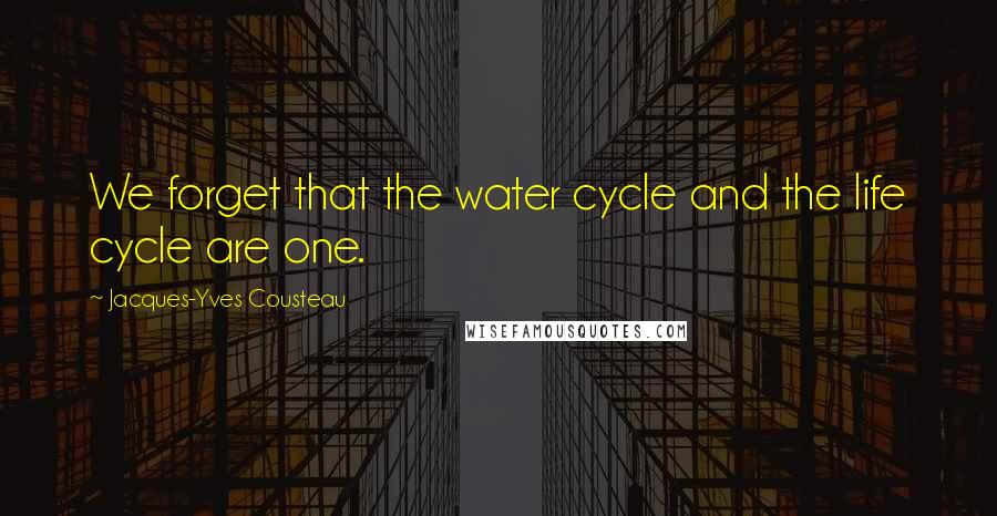 Jacques-Yves Cousteau Quotes: We forget that the water cycle and the life cycle are one.