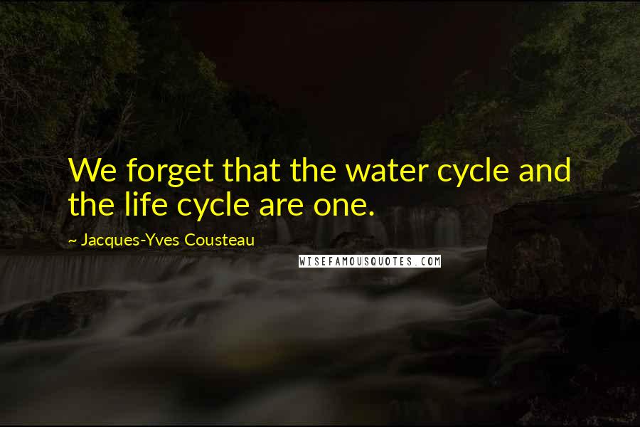 Jacques-Yves Cousteau Quotes: We forget that the water cycle and the life cycle are one.