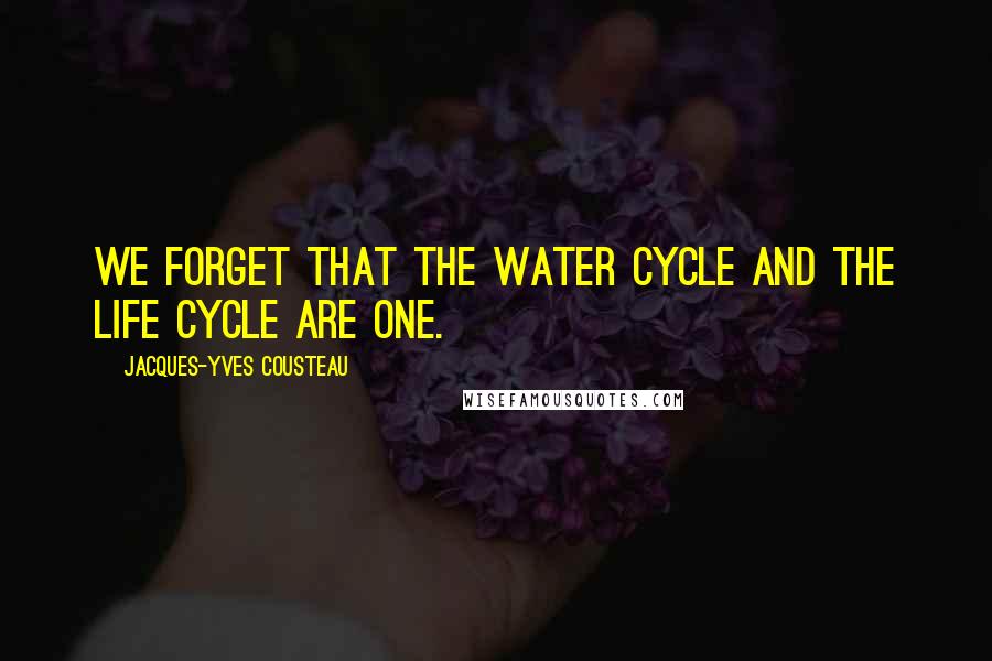 Jacques-Yves Cousteau Quotes: We forget that the water cycle and the life cycle are one.