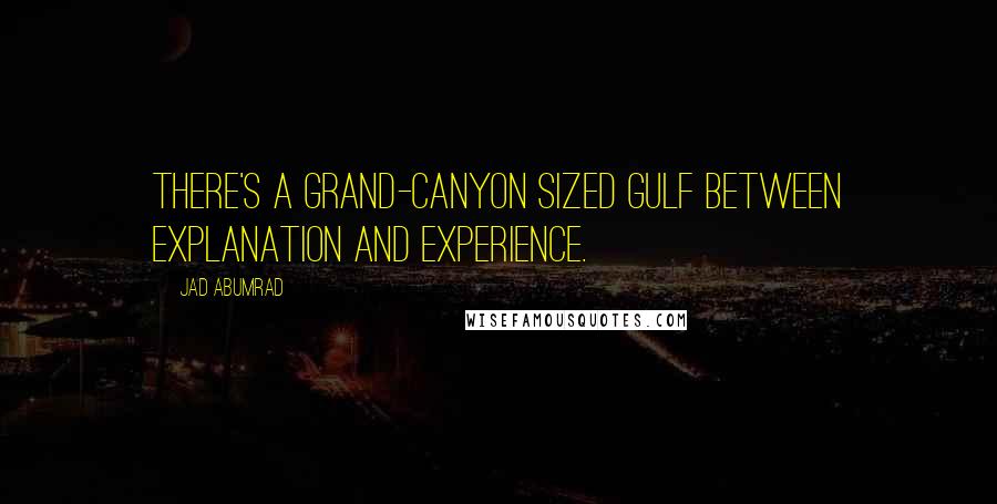 Jad Abumrad Quotes: There's a grand-canyon sized gulf between explanation and experience.