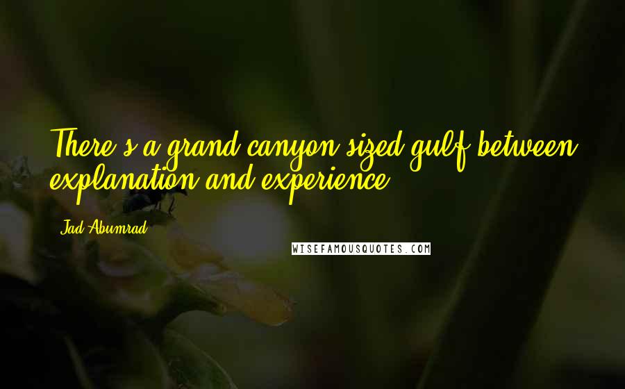 Jad Abumrad Quotes: There's a grand-canyon sized gulf between explanation and experience.