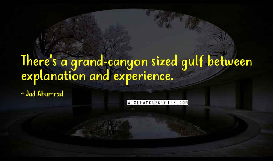 Jad Abumrad Quotes: There's a grand-canyon sized gulf between explanation and experience.