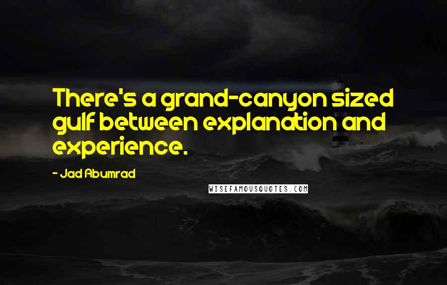 Jad Abumrad Quotes: There's a grand-canyon sized gulf between explanation and experience.