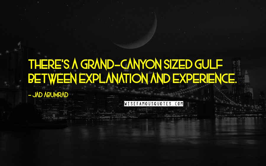 Jad Abumrad Quotes: There's a grand-canyon sized gulf between explanation and experience.