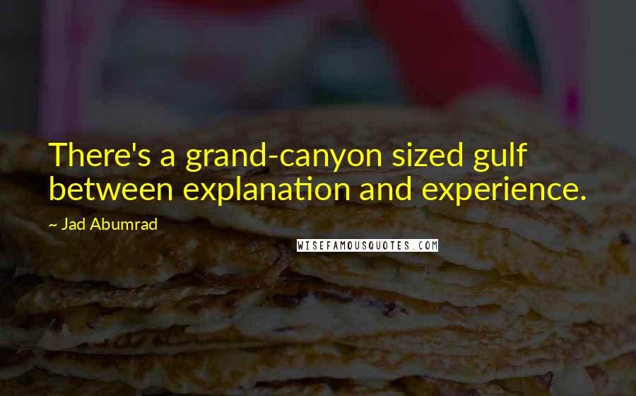 Jad Abumrad Quotes: There's a grand-canyon sized gulf between explanation and experience.