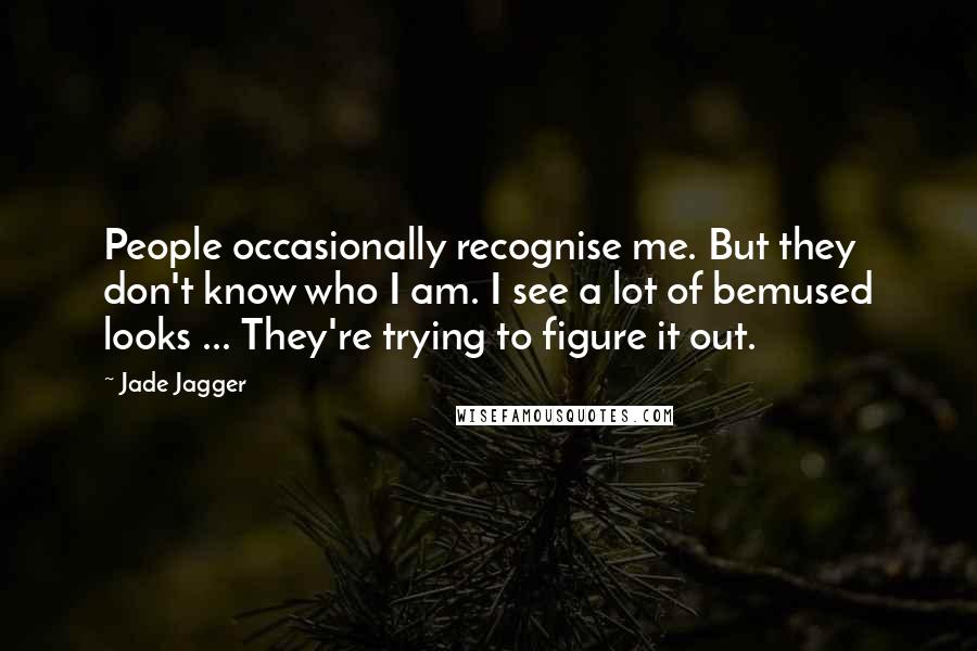 Jade Jagger Quotes: People occasionally recognise me. But they don't know who I am. I see a lot of bemused looks ... They're trying to figure it out.