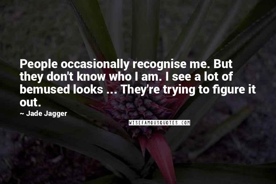 Jade Jagger Quotes: People occasionally recognise me. But they don't know who I am. I see a lot of bemused looks ... They're trying to figure it out.