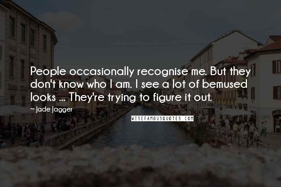 Jade Jagger Quotes: People occasionally recognise me. But they don't know who I am. I see a lot of bemused looks ... They're trying to figure it out.