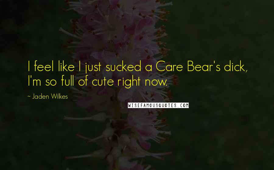 Jaden Wilkes Quotes: I feel like I just sucked a Care Bear's dick, I'm so full of cute right now.