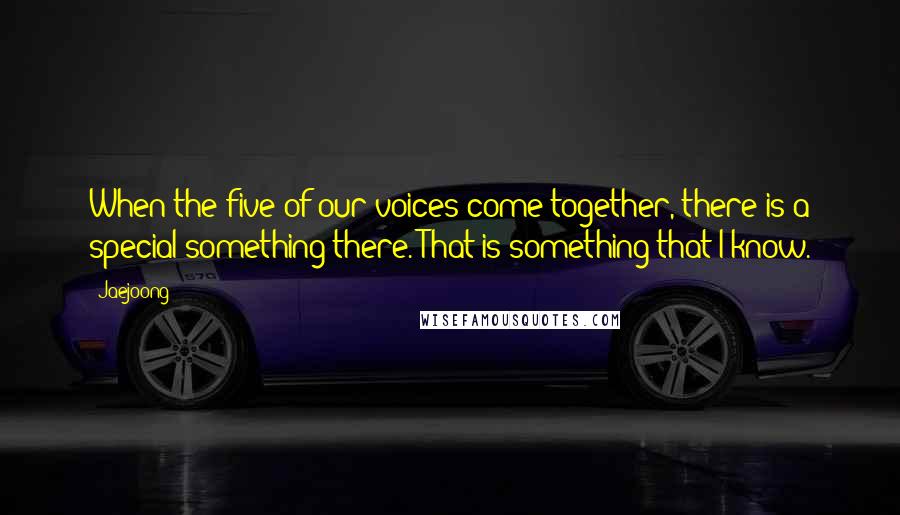 Jaejoong Quotes: When the five of our voices come together, there is a special something there. That is something that I know.