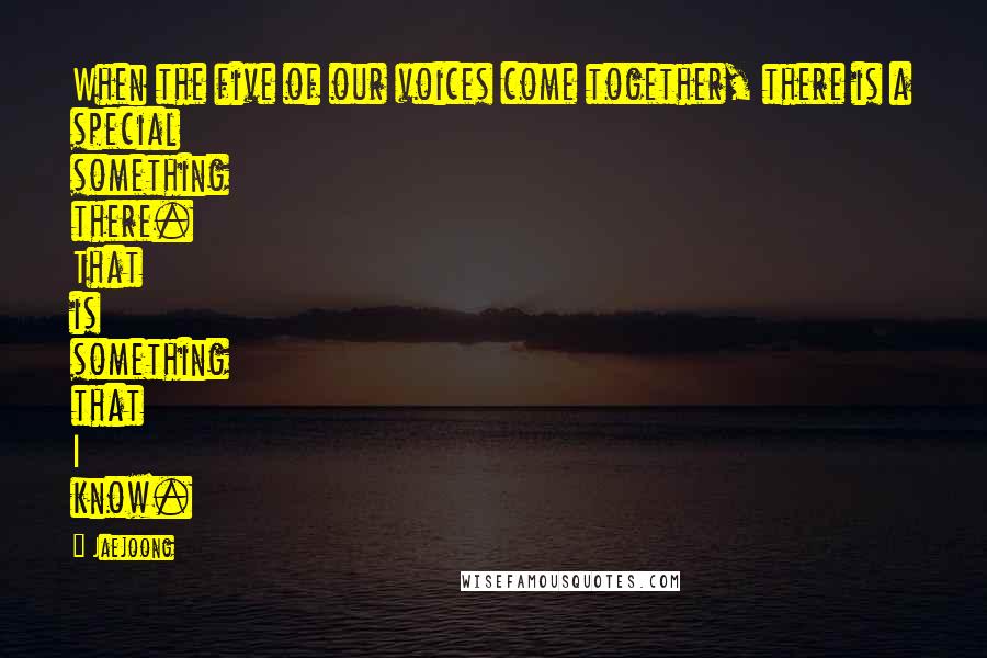 Jaejoong Quotes: When the five of our voices come together, there is a special something there. That is something that I know.