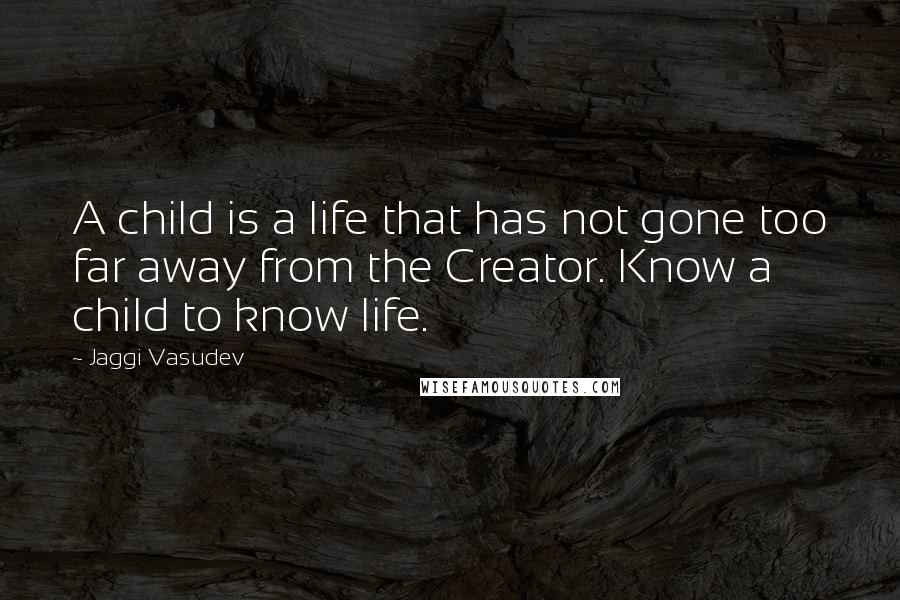 Jaggi Vasudev Quotes: A child is a life that has not gone too far away from the Creator. Know a child to know life.