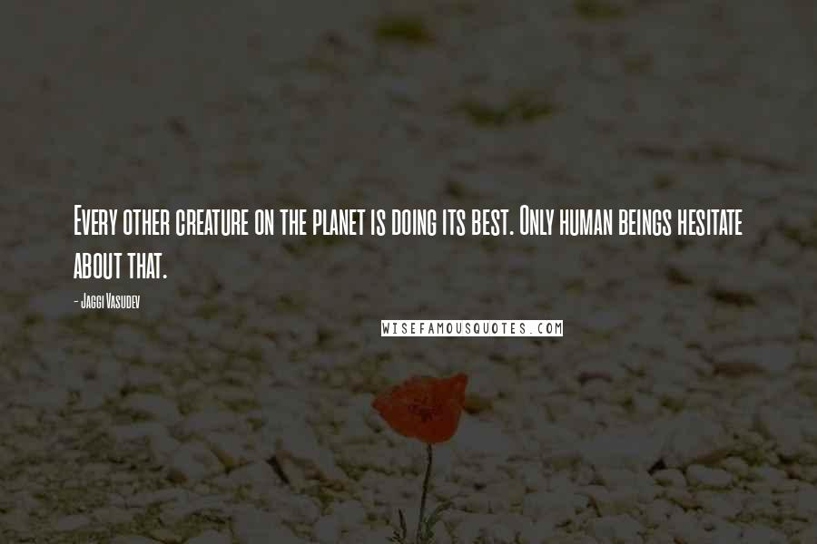 Jaggi Vasudev Quotes: Every other creature on the planet is doing its best. Only human beings hesitate about that.