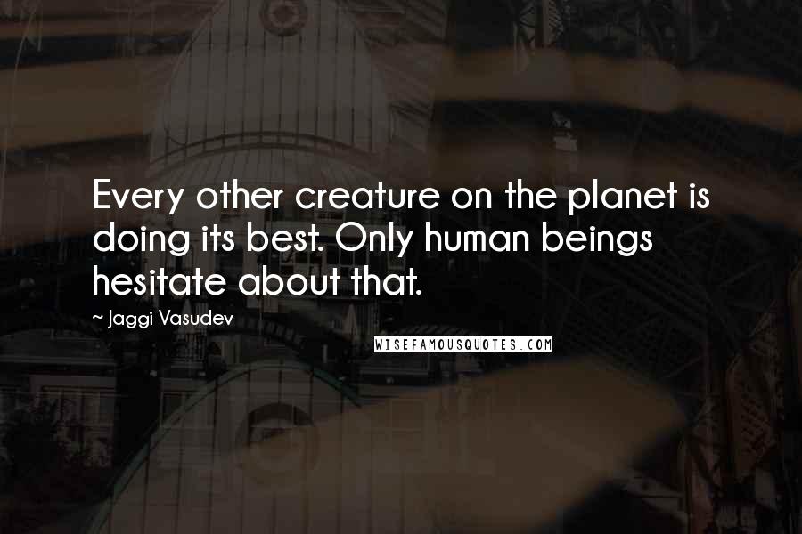 Jaggi Vasudev Quotes: Every other creature on the planet is doing its best. Only human beings hesitate about that.