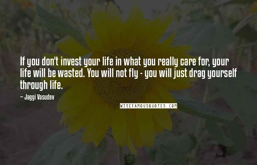 Jaggi Vasudev Quotes: If you don't invest your life in what you really care for, your life will be wasted. You will not fly - you will just drag yourself through life.