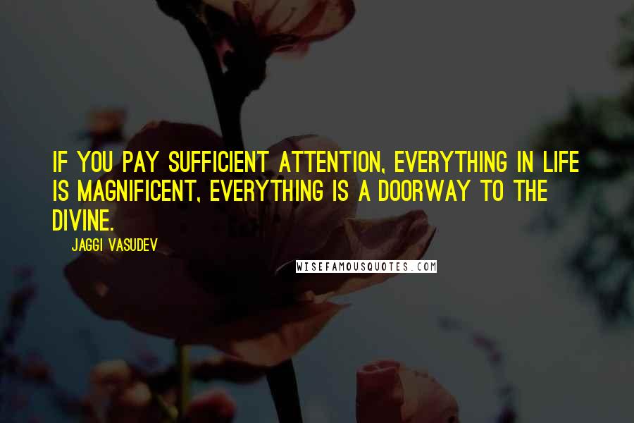 Jaggi Vasudev Quotes: If you pay sufficient attention, everything in life is magnificent, everything is a doorway to the Divine.