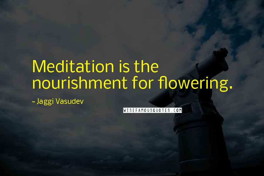 Jaggi Vasudev Quotes: Meditation is the nourishment for flowering.