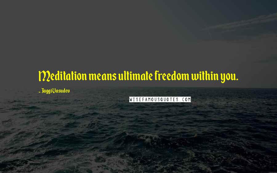 Jaggi Vasudev Quotes: Meditation means ultimate freedom within you.