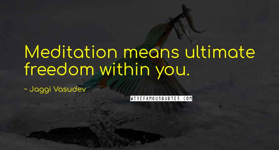 Jaggi Vasudev Quotes: Meditation means ultimate freedom within you.