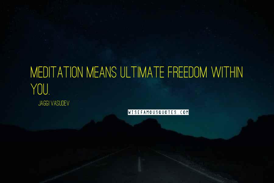 Jaggi Vasudev Quotes: Meditation means ultimate freedom within you.