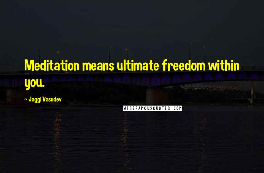 Jaggi Vasudev Quotes: Meditation means ultimate freedom within you.