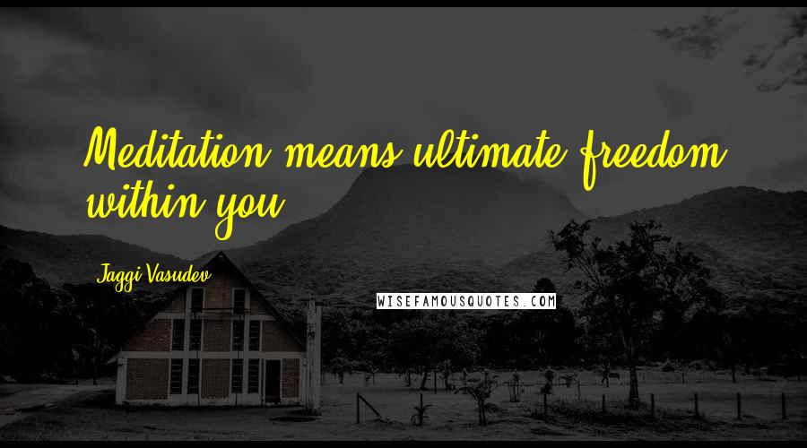 Jaggi Vasudev Quotes: Meditation means ultimate freedom within you.