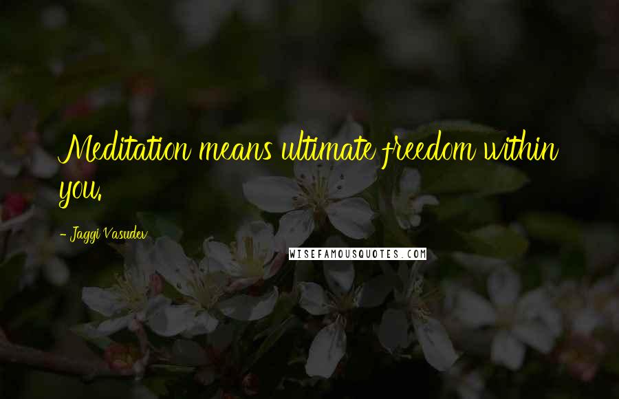 Jaggi Vasudev Quotes: Meditation means ultimate freedom within you.