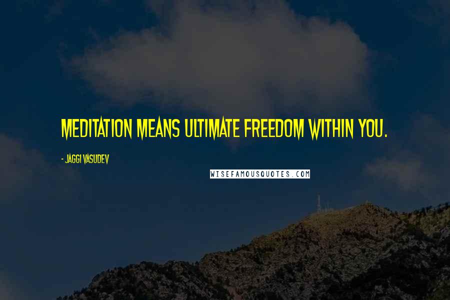 Jaggi Vasudev Quotes: Meditation means ultimate freedom within you.