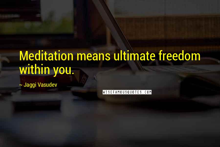 Jaggi Vasudev Quotes: Meditation means ultimate freedom within you.