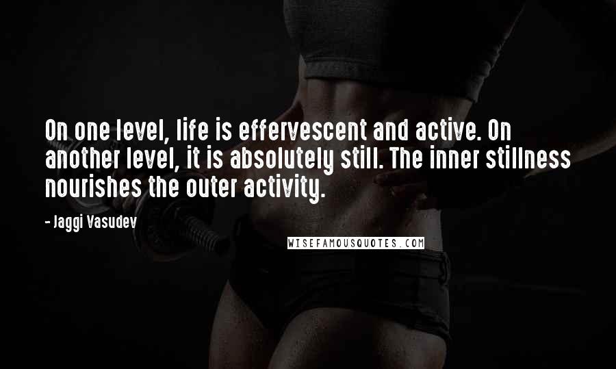 Jaggi Vasudev Quotes: On one level, life is effervescent and active. On another level, it is absolutely still. The inner stillness nourishes the outer activity.